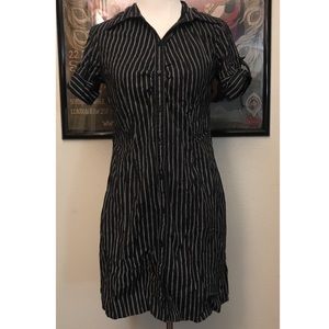 Black and White Pinstripe Shirt Dress